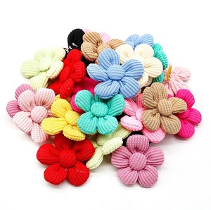 Accesorio para el cabello de flores de poliéster sostenible de 5 pétalos para mascotas, banda de goma con lazo de Color sólido, estilo dulce para verano, invierno y primavera - Product Image 2