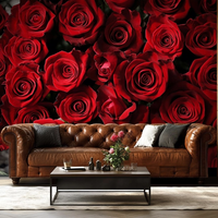 Roses rouges romantiques Murals muraux modernes imperméables en 3D pour la décoration murale de la chambre à coucher de mariage Papier peint personnalisé pour la maison