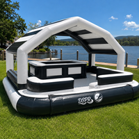 Bar flottant gonflable personnalisé OEM pour fête au bord de la piscine avec auvent en PVC, logo personnalisé d'usine, faible MOQ, vente en gros, approvisionnement direct