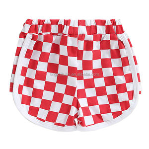 Celana pendek motif kotak-kotak, celana pendek anak laki-laki dan perempuan, pakaian olahraga kembali ke sekolah, tali serut cetakan kotak-kotak musim panas - Product Image 3