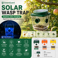 Piège à mouches solaire LED extérieur réutilisable, piège suspendu pour guêpes et abeilles, lutte antiparasitaire pour jardin et cour, piège solaire pour guêpes avec lumière LED UV