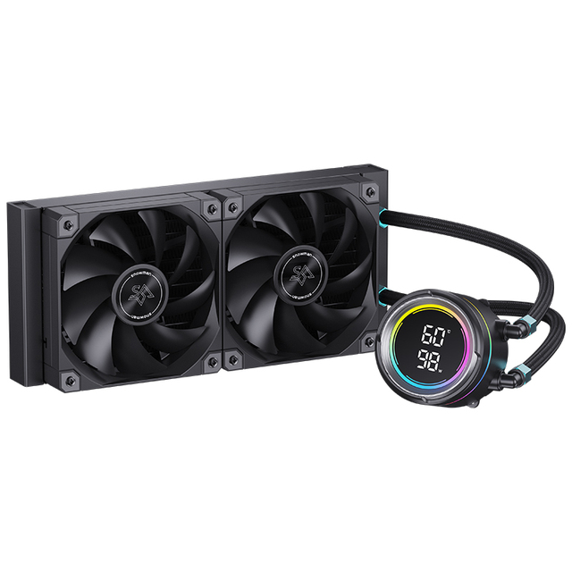 SNOWMAN 240mm CPU AIO Liquid Cooler Features Integrated Temperature Display LCD Screen Pump Head PWM No RGB Lightless Cooling