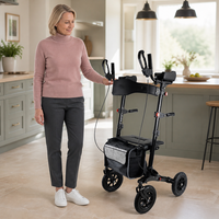 Déambulateur vertical avec siège et sac de rangement, poignées réglables en hauteur de 100 à 115 cm, pour personnes âgées à domicile
