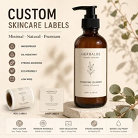 Étiquettes personnalisées minimalistes pour soins de la peau, gamme complète, logo personnalisé, autocollants de beauté naturels et biologiques, étiquettes imperméables pour pots et bouteilles