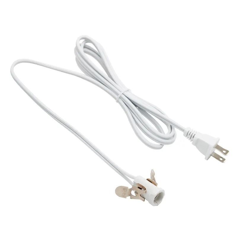 Clip en cable de lámpara individual blanco con enchufe de luz E12, cable de luz de repuesto para vacaciones, Navidad, pueblo, accesorios, decoración