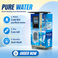 Distributeur d'eau froide RO en libre-service pour extérieur, paiement par pièces et billets, antivol, kiosque à eau potable 24h/24, eau purifiée