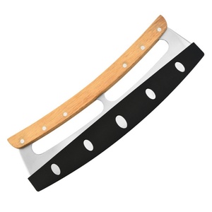 Couteau à pizza à bascule en acier inoxydable, grand trancheur à pizza, lame tranchante, manche en bois, couteau à pizza à bascule avec couvercle de sécurité - Product Image 6