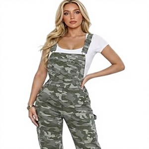 Mono de camuflaje de cintura alta para mujer, mono con cuello cuadrado, sin mangas, largo completo, informal, transpirable, para todas las estaciones - Product Image 1