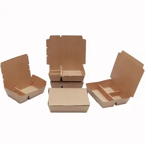 Ustom – récipient alimentaire en papier de bambou à 3 compartiments, boîte à sushi en papier kraft