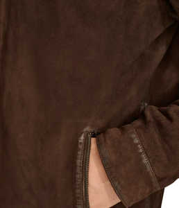 <b>Men</b> Handcrafted Chocolate Brown Sheep <b>Suede</b> Leather Cafe Racer <b>Jacket</b> Minimalist Classic Edition Premium Biker Style Outerwear - Product Image 4