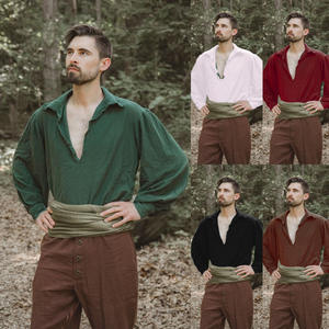 Camisa de Guerrero renacentista <span class=keywords><strong>Medieval</strong></span> para hombre gótico de alta calidad disfraces de manga larga - Product Image 1