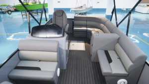 Bateau ponton sportif directement de l'usine avec coque en tube d'aluminium, pont marin et sièges lounge gris pour la pêche en lac et les loisirs - Product Image 4