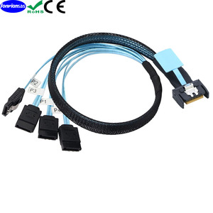 MiniSAS mcio สายข้อมูล4X-4Sata 38P SATA PCIe สายเคเบิลเครือข่ายเชื่อมออกซิเจนทองแดงสีดำ - Product Image 3