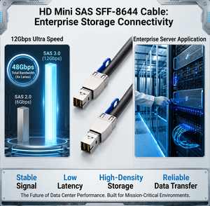 Cable Externo Mini SAS HD SFF-8644 a SFF-8644 de LUNG KAY, 12Gbps SAS 3.0, Cable de Datos para Servidor de Alta Densidad - Product Image 3