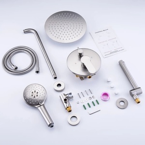 Cross-border 10-inch Concealed Pre-embedded Bathtub Outlet Handheld <b>Shower</b> Overhead <b>Shower</b> Set American Style Copper Hotel BXW-0 - Product Image 4