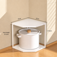 Étagère d'angle en forme d'éventail à 2 niveaux pour comptoir de cuisine, organisateur d'angle en métal blanc pour ustensiles de cuisine, support de rangement pour casseroles et poêles
