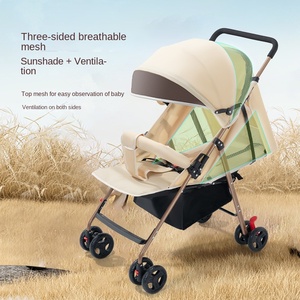 Poussette bébé légère et pliable à 4 roues avec cadre en acier inoxydable, inclinable pour nouveau-nés, système de voyage portable et amortissant les chocs - Product Image 5