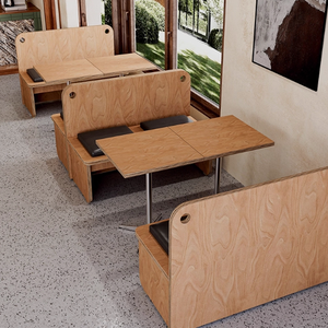 Popular Sofá de Cuero Estilo Antiguo para Cafetería, Área de Descanso, Combinación de Mesa y Sillas para Restaurante Occidental - Product Image 3