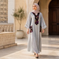 Abaya longue et élégante YSYL, brodée sur mesure, avec motifs floraux, pour le Ramadan, modeste, fluide, pleine longueur, non transparente pour femme