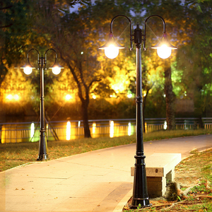 Solar Powered Garden Lamp Post Dual Head LED Warm White Brass Body IP66 <b>Outdoor</b> <b>Light</b> Fixture Motion Sensor 10-Year Warranty - Product Image 2