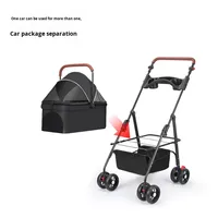 Poussette double pliable légère en tissu Oxford pour animaux de compagnie avec panier de rangement pour chiens – Vente en gros