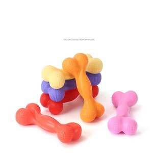 Suministros de silicona de grado alimenticio para mascotas, duraderos, resistentes al agua, para entrenamiento en forma de hueso, macarrones de colores, juguetes interactivos para morder molares - Product Image 2