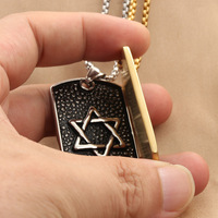 Yunnique Collier pour homme en acier inoxydable plaqué argent, chaîne à maillons avec pendentif étoile à six branches, design géométrique, style punk rétro, chien