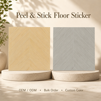 Carrelage de sol en bois PP à chevrons en chêne clair personnalisé en usine, 0,76 mm, autocollant adhésif pelable et repositionnable