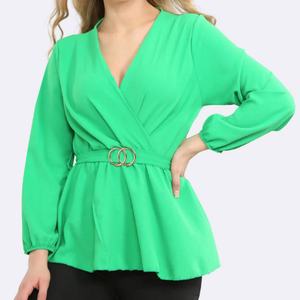 Proveedor personalizado de moda Blusa de manga larga camisas de oficina señora gasa Elegante ropa blusas mujeres Tops - Product Image 4