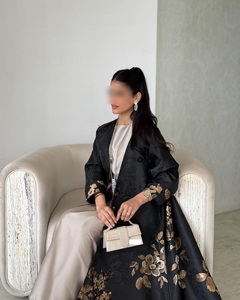Mùa hè nóng bán khiêm tốn thiết kế tùy chỉnh hồi giáo satin abaya mở Đen Dubai - Product Image 5