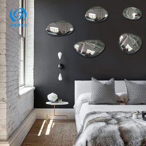 Stainless Steel Wall <b>Mounted</b> Stone Sculpture Irregular Shape Mirrored Water Droplet Modern Art Piece For Home Decor - Product Image 2