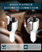 Transmisor FM para Auto G52 BT 5.0 Manos Libres, Auriculares Inalámbricos Desmontables, Cargador USB Tipo-C de Doble Puerto QC3.0, Reproductor MP3, Alcance de 10m
