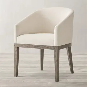 亚麻织物椅子，带木腿，用于厨房餐厅酒吧凳，座椅扶手椅