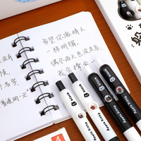 Stylo Gel Rétractable Chat Mignon Pointe 0,5 mm Encre Noire Séchage Rapide Rechargeable Motif Chat Dessin Animé Stylos Gel d'Écriture pour l'École