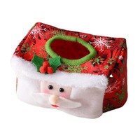 DAMAI Porte-mouchoirs en flanelle rouge flocon de neige pour la décoration de table de Noël, Housse de boîte à mouchoirs de Noël