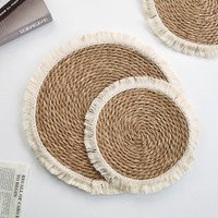 Napperons de Table en macramé, grand napperon rond en osier fait à la main avec franges