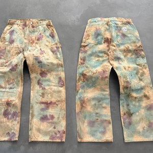 כבד משקל עמיד מותאם אישית מטבל צבוע כפתור סגירה עמיד לטבול חומצה עניבות וינטאג לטבול לחץ מותן גבוה מטען גברים מכנסיים - Product Image 1