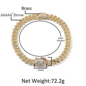 UWIN جذاب CZ Cat جذاب 13 Prong سلسلة كوبية HK شخصية كرتونية قلادة قلادة نسائية بياقة - Product Image 3