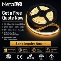 Bande LED COB flexible 12V 24V 3000K 4000K 6500K en gros pour rétroéclairage TV, décoration de salle de jeu et de chambre à coucher