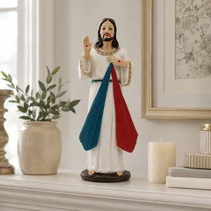 Statua di Gesù della Divina Misericordia in Resina Dipinta a Mano da 7,5 Pollici, Ornamento Religioso Cattolico per Casa, Sala di Preghiera, Chiesa - Product Image 2
