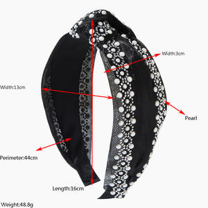 Accessoire de cheveux large orné de perles et de diamants coréens, design noué tendance pour les vacances d'été à la plage - Product Image 2