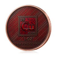 Pièce commémorative personnalisée en cuivre pur 999 de 1 OZ, motif hibou coloré en relief 3D, pièce de monnaie en cuivre de 1 oz, cadeau OEM ODM