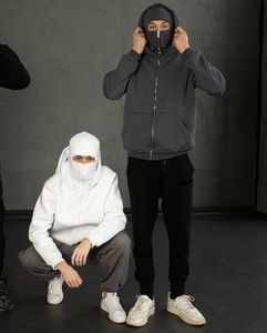 Áo khoác hoodie nam rộng rãi có mũ trùm đầu, chất liệu cotton dày dặn, có khóa kéo, kèm khẩu trang ninja, có thể tùy chỉnh - Product Image 3