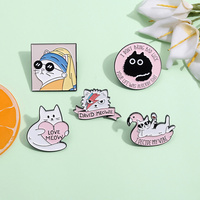 Mignon dessin animé rose chat émail broche créatif Animal mode lunettes de soleil coeur épinglette Badge sac à dos bijoux cadeau pour un ami