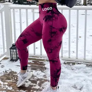 2023 Mode Krawatte Gefärbt Hohe Taille Frauen Fitness studio Yoga Leggings Scrunch Butt Push Up Nahtlose Yoga Laufhose Mädchen Fitness Strumpfhose