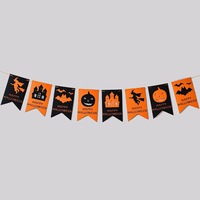 Guirlandes et bannières en feutre non tissé pour Halloween, réutilisables, durables, multicolores, impression personnalisée, grandes décorations chauve-souris, fantômes, citrouilles