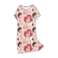 Robe à manches courtes personnalisée imprimée rose Vêtements de détente Pyjamas Robes de nuit Chemise de nuit