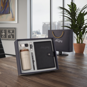 Luxury Notebook with Bottle & USB Set - 5-in-1 Corporate Gift Box for Clients, Premium Quality