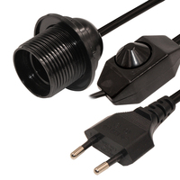 Câble d'alimentation plat à 2 fils, prise européenne Kema Keur Vde, interrupteur, support de lampe E27