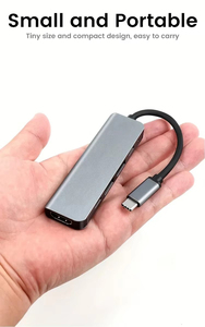 Venta al por mayor 5 en 1 Adaptador de concentrador de alta definición 4K <span class=keywords><strong>USB</strong></span> 3,0 Puertos 100W Suministro de energía Aluminio para MacBook Laptop - Product Image 5